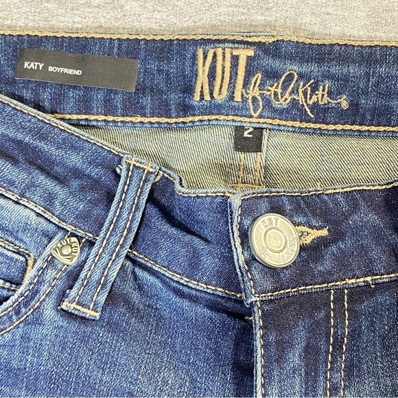 KUT from the Kloth Jeans Women 2 Blue Katy Boyfriend Distressed Mid Rise Stretch - Picture 4 of 13
